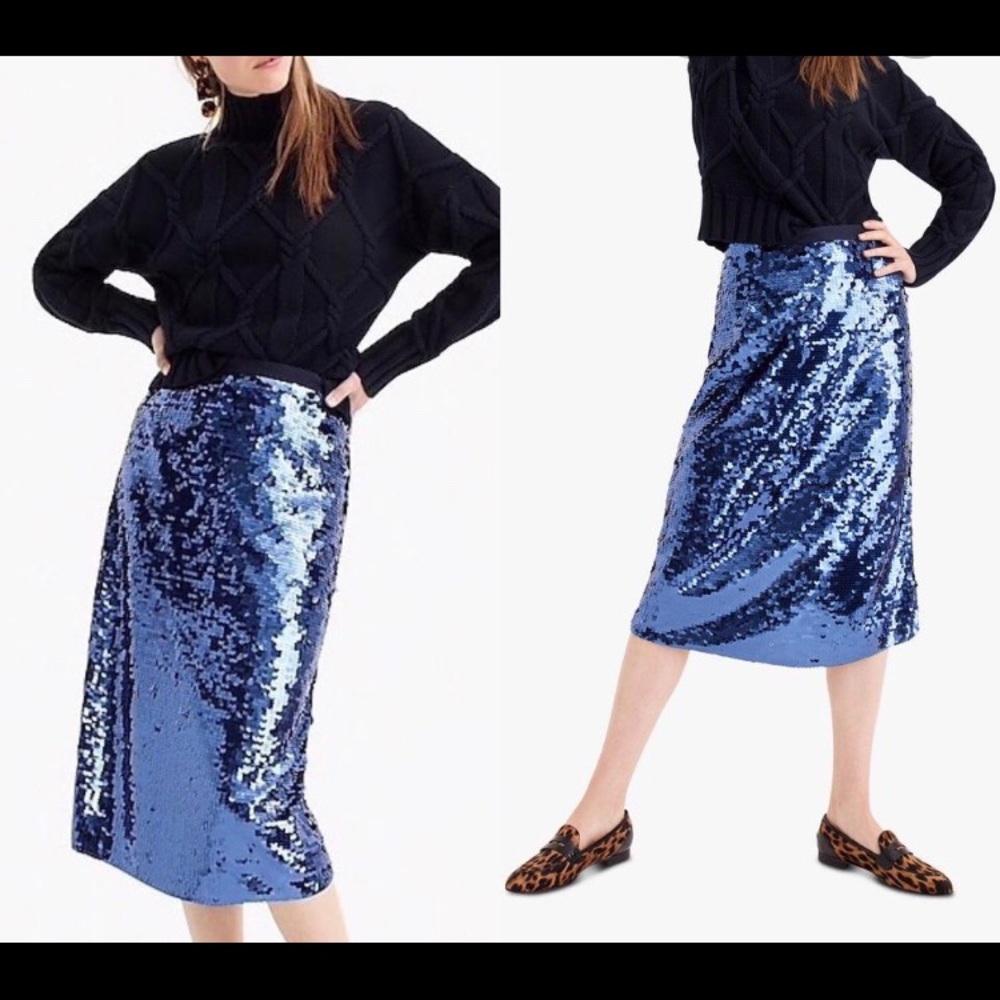 J Crew blue sequin skirt
